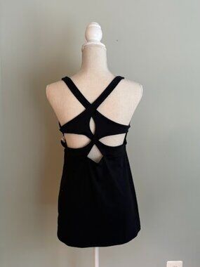 Fabletics Ellie Tank Cross Strap Back Keyhole Front Black Size XL